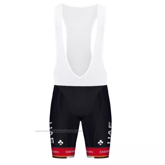 2022 Maillot Cyclisme UAE Noir Blanc Rouge Manches Courtes et Cuissard